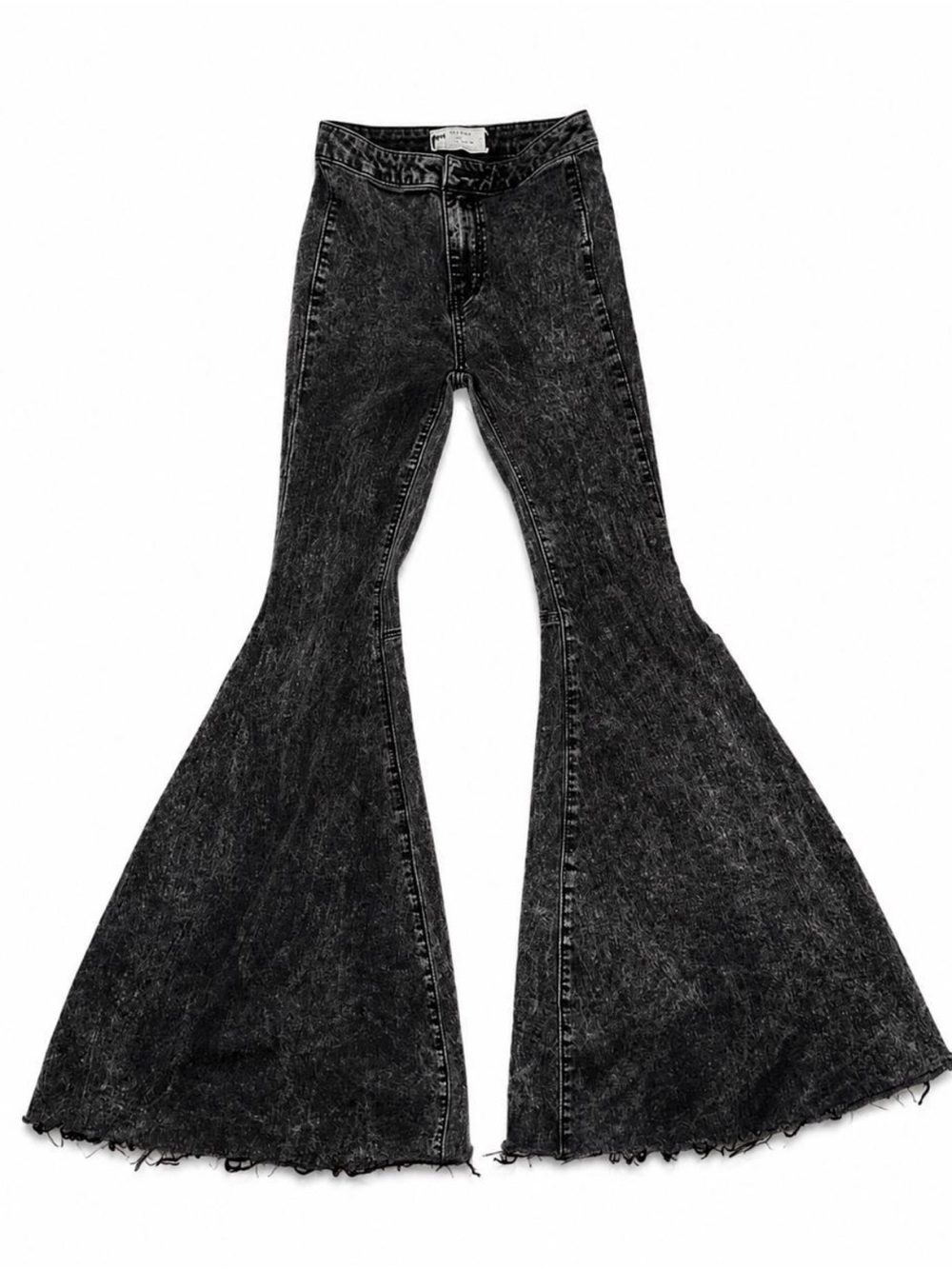 Free People Just Float On Flare Jeans Acid Wash Black Size 24